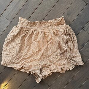 Gingham Ruffle Skort in Tan